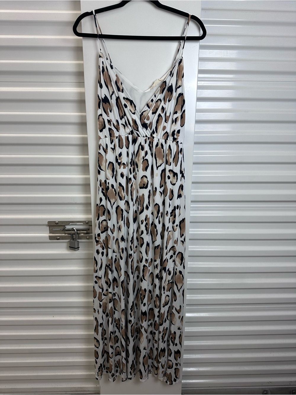 Peach Love California Leopard Print Slip Dress in White, Tan & Black